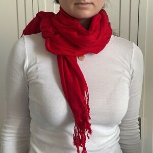 Red fringe Scarf for Women
